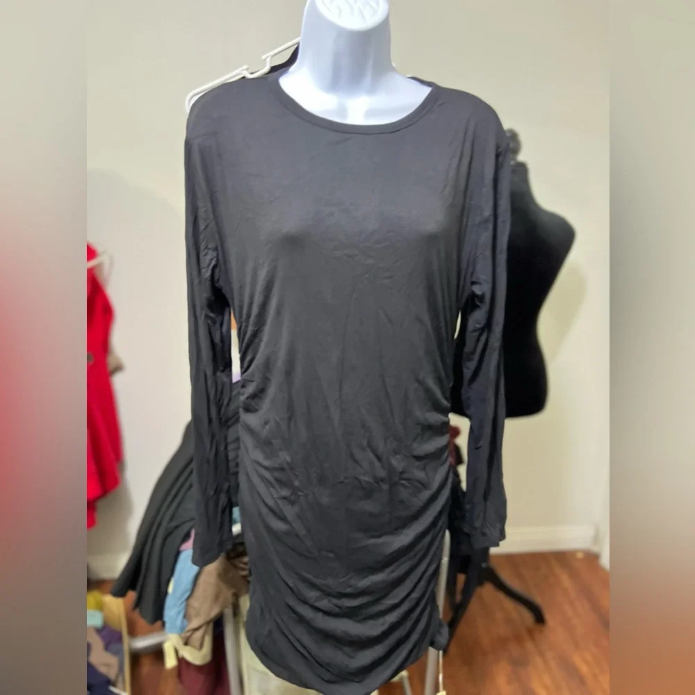 OGL Eco-SkinKiss® Long Sleeve Ruched Sides Mini Dress - Picture 2 of 4